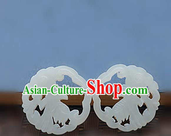 Chinese Handmade Jade Carving Magpie Pendant Jewelry Accessories Ancient Traditional Jade Craft Decoration