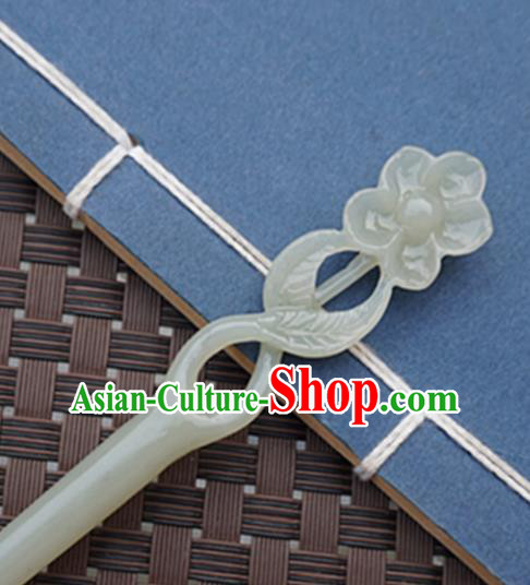Chinese Handmade Jade Carving Flower Hair Clip Ancient Jade Hairpins Hair Accessories for Women for Men