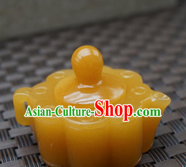 Chinese Handmade Jade Carving Teapot Pendant Jewelry Accessories Ancient Traditional Jade Craft Decoration