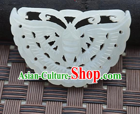 Handmade Chinese Ancient Carving Butterfly Jade Pendant Traditional Jade Craft Jewelry Decoration Accessories