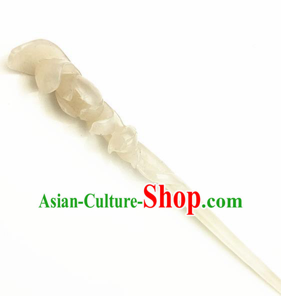 Chinese Handmade Jade Carving Lotus Hair Clip Ancient Jade Hairpins Hair Accessories for Women for Men