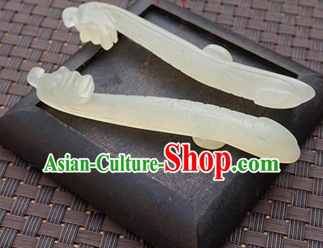 Chinese Handmade Jade Craft Carving Dragon Head Waist Accessories Jade Belt Hook Pendant Jewelry Decoration