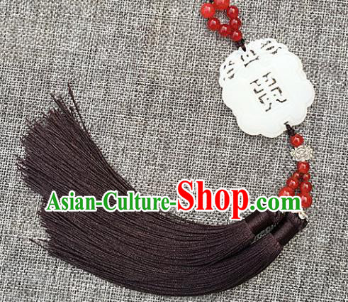 Chinese Handmade Jade Craft Carving Waist Accessories Tassel Jade Pendant Jewelry Decoration