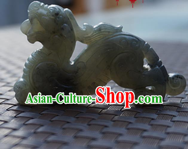 Chinese Ancient Jewelry Accessories Carving Jade Pi Xiu Pendant Traditional Handmade Jade Craft Decoration