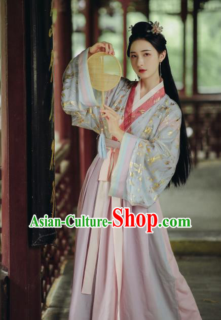 Chinese Ancient Court Princess Hanfu Dress Traditional Drama Jin Dynasty Historical Costume for Women