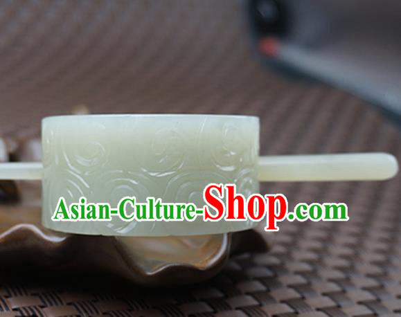 Handmade Chinese Jade Carving Hair Comb Ancient Jade Hairpins Hair Accessories for Women for Men