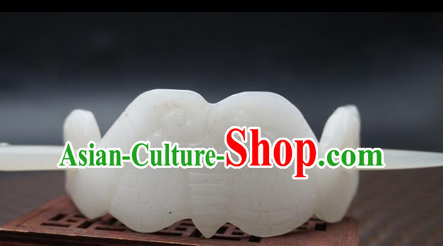 Handmade Chinese White Jade Carving Bat Hairdo Crown Ancient Swordsman Jade Hairpins Hair Accessories for Women for Men