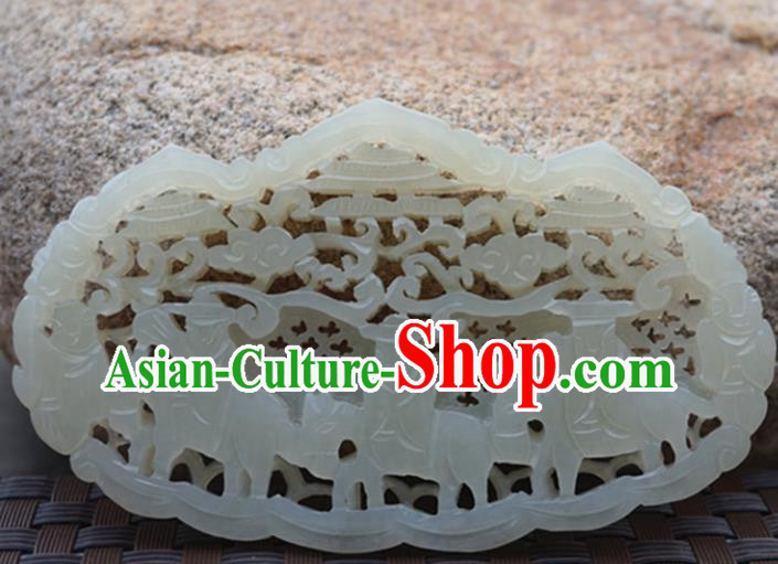 Chinese Handmade Carving Jade Pendant Jewelry Accessories Ancient Traditional Jade Craft Decoration