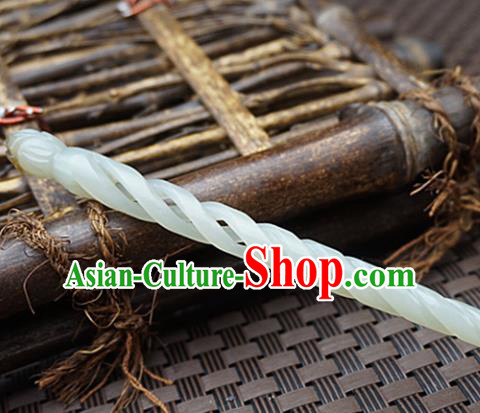 Handmade Chinese White Jade Hair Clip Ancient Palace Jade Carving Hairpins Hair Accessories for Women for Men