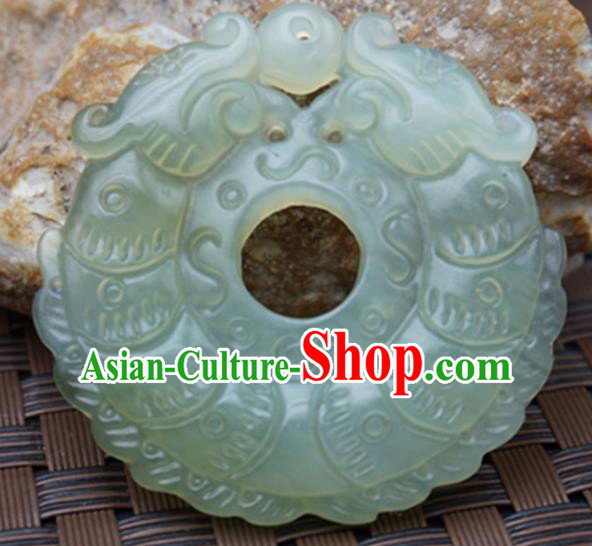 Handmade Chinese Carving Dragons Jade Pendant Jewelry Accessories Ancient Traditional Jade Craft Decoration