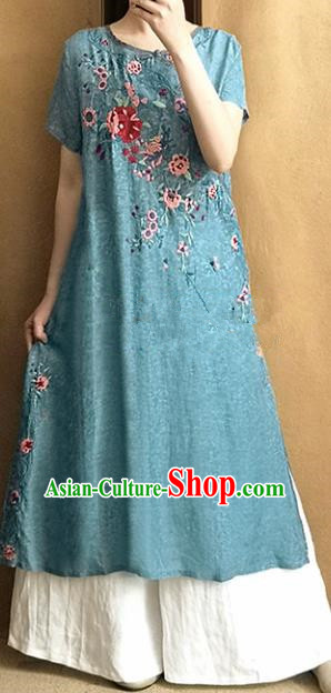 Traditional Chinese Embroidered Peacock Green Qipao Dress Tang Suit National Costume for Women