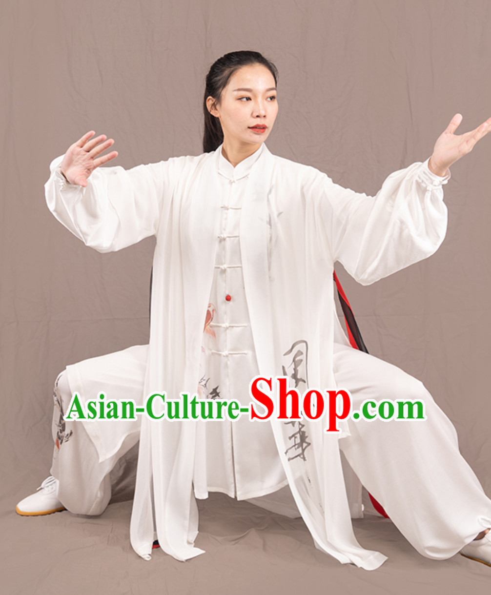 Top Chinese Traditional Competition Championship Professional Tai Chi Uniforms Taiji Kung Fu Wing Chun Kungfu Tai Ji Sword Master Clothing Suits Clothes 3 Pieces for Women