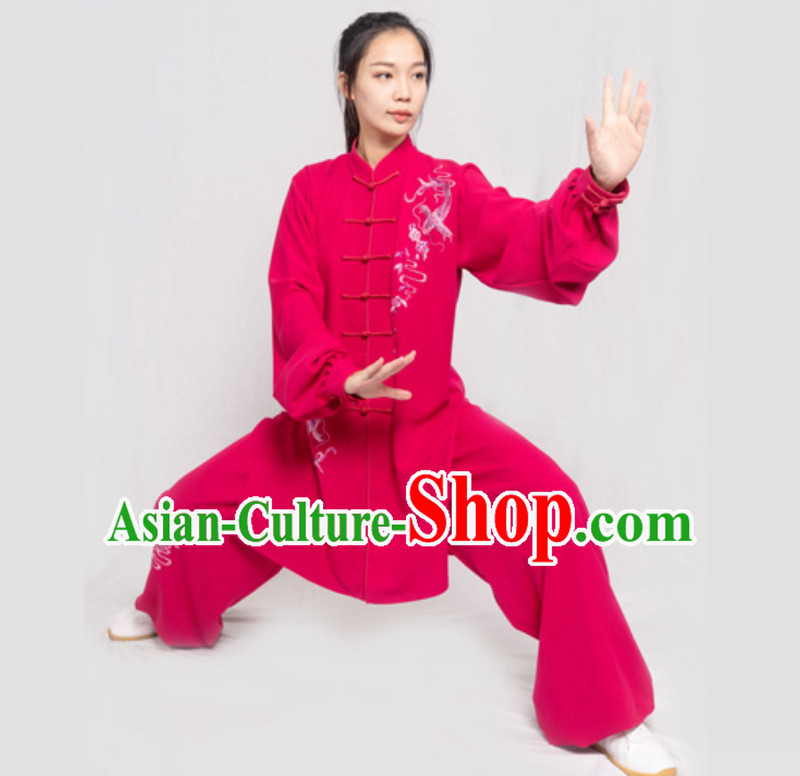 Red Carp Fish Good Meaning Blossom Chinese Traditional Competition Championship Professional Tai Chi Uniforms Taiji Kung Fu Wing Chun Kungfu Tai Ji Sword Master Clothing Suits Clothing