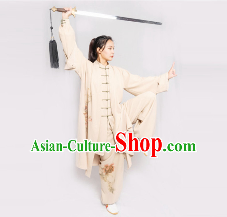 Old Style Top Chinese Classical Competition Championship Professional Tai Chi Uniforms Taiji Kung Fu Wing Chun Kungfu Tai Ji Sword Master Wear Clothing Suits Clothing Complete Set