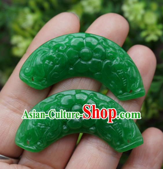 Handmade Chinese Carving Flower Green Jade Pendant Ancient Traditional Jade Craft Decoration
