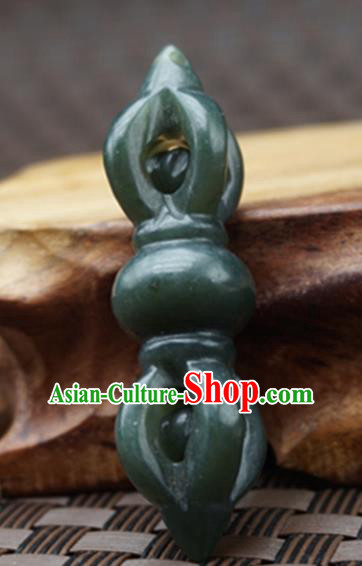 Handmade Chinese Carving Green Jade Waist Pendant Ancient Traditional Jade Craft Decoration