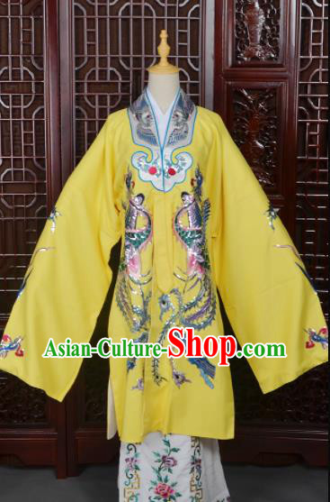 Handmade Chinese Beijing Opera Queen Yellow Costume Peking Opera Actress Dress for Women