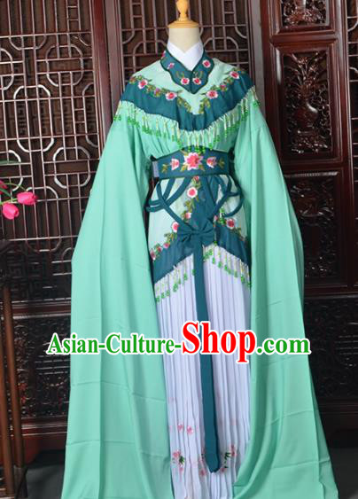 Handmade Chinese Beijing Opera Diva Costume Peking Opera Actress Green Dress for Women