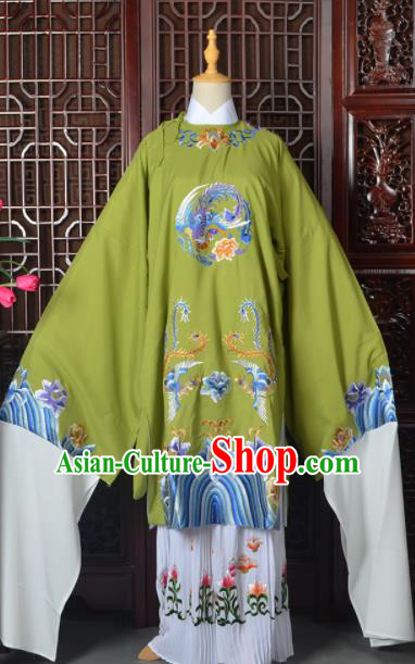 Handmade Chinese Beijing Opera Old Women Costume Peking Opera Actress Green Embroidered Dress for Women