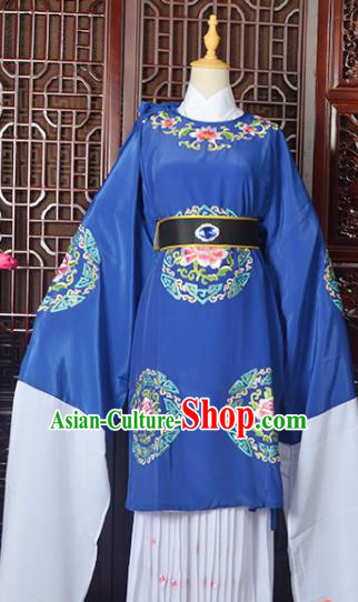 Handmade Chinese Beijing Opera Old Women Royalblue Costume Peking Opera Actress Embroidered Dress for Women