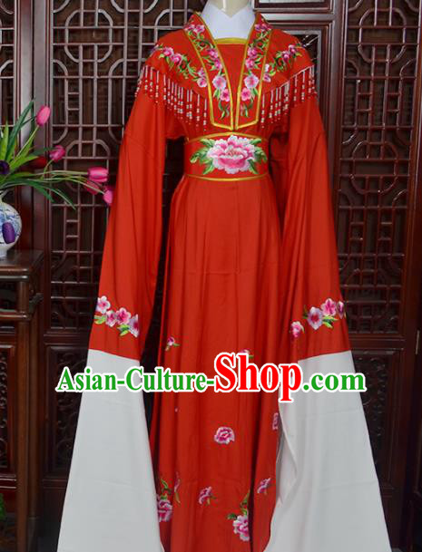 Handmade Chinese Beijing Opera Actress Embroidered Red Dress Peking Opera Princess Costume for Women