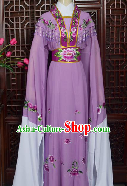 Handmade Chinese Beijing Opera Actress Embroidered Purple Dress Peking Opera Princess Costume for Women