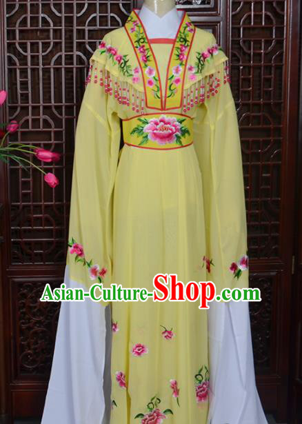 Handmade Chinese Beijing Opera Actress Embroidered Yellow Dress Peking Opera Princess Costume for Women