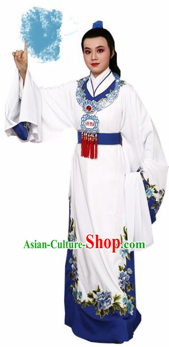 Handmade Chinese Beijing Opera Niche White Costume Traditional Peking Opera Nobility Childe Clothing for Men