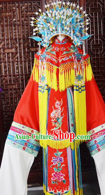 Handmade Chinese Beijing Opera Imperial Consort Red Embroidered Dress Traditional Peking Opera Diva Costume for Women