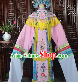 Handmade Chinese Beijing Opera Imperial Consort Pink Embroidered Dress Traditional Peking Opera Diva Costume for Women