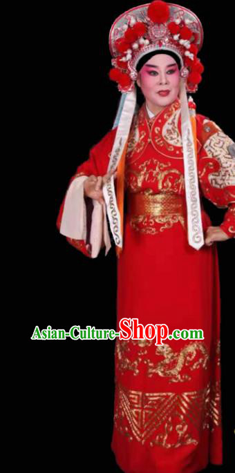 Handmade Chinese Beijing Opera General Red Costume Traditional Peking Opera Embroidered Robe for Men