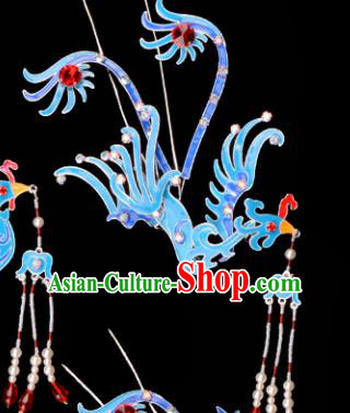 Chinese Handmade Beijing Opera Hair Accessories Traditional Ancient Princess Tassel Phoenix Hairpins for Women