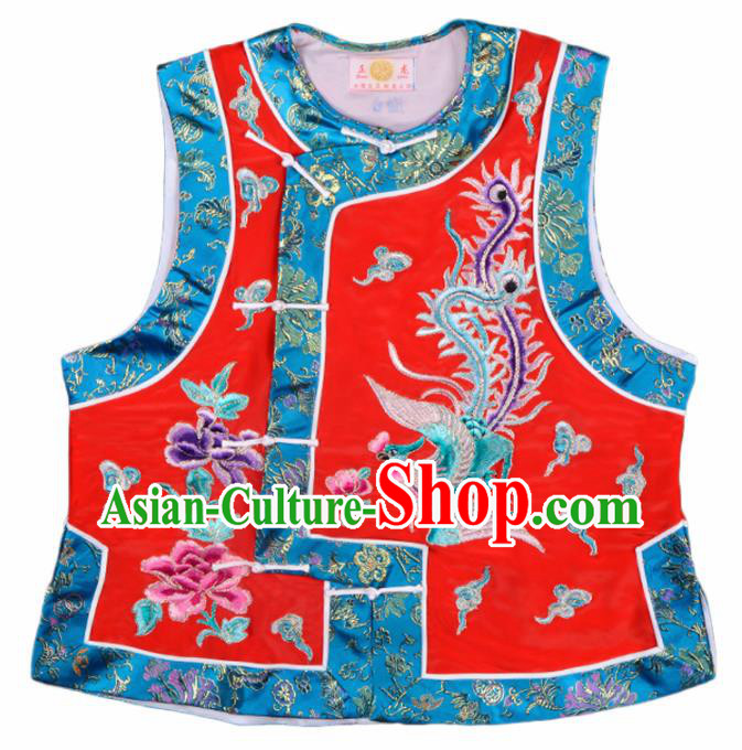 Handmade Chinese Beijing Opera Embroidered Red Vest Traditional Peking Opera Diva Costume for Women