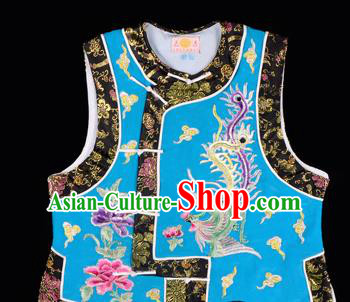 Handmade Chinese Beijing Opera Embroidered Blue Vest Traditional Peking Opera Diva Costume for Women