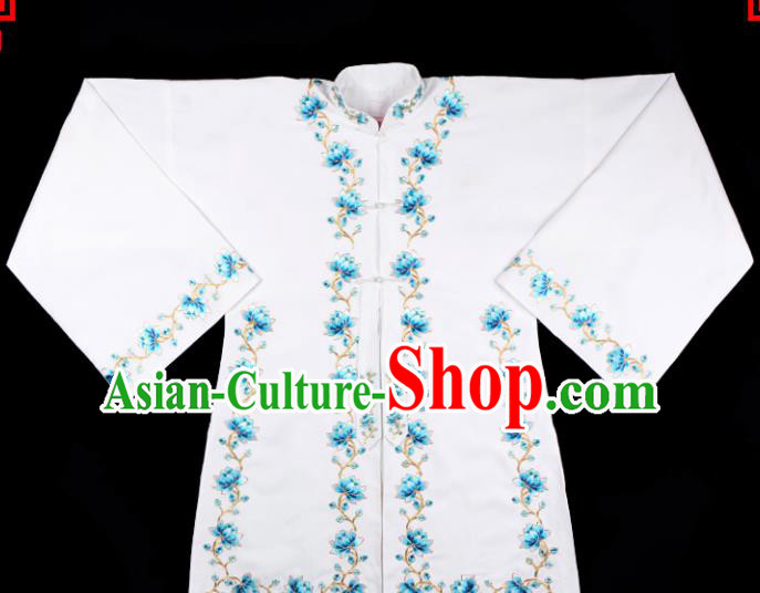 Handmade Chinese Beijing Opera Embroidered White Blouse Traditional Peking Opera Diva Costume for Women