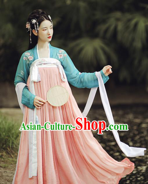 Ancient Chinese Tang Dynasty Court Maid Hanfu Dress Traditional Palace Historical Costume for Women