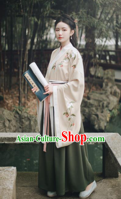 Ancient Chinese Han Dynasty Court Lady Hanfu Dress Traditional Princess Embroidered Historical Costume for Women