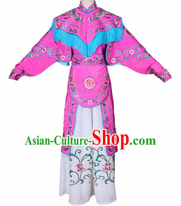 Handmade Chinese Beijing Opera Embroidered Rosy Dress Traditional Peking Opera Female Warrior Costume for Women