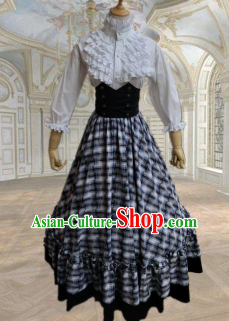 Europe Medieval Traditional Court Maid Costume European Grey Dress for Women