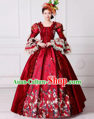 Europe Medieval Traditional Court Dance Ball Costume European Queen Red Dress for Women