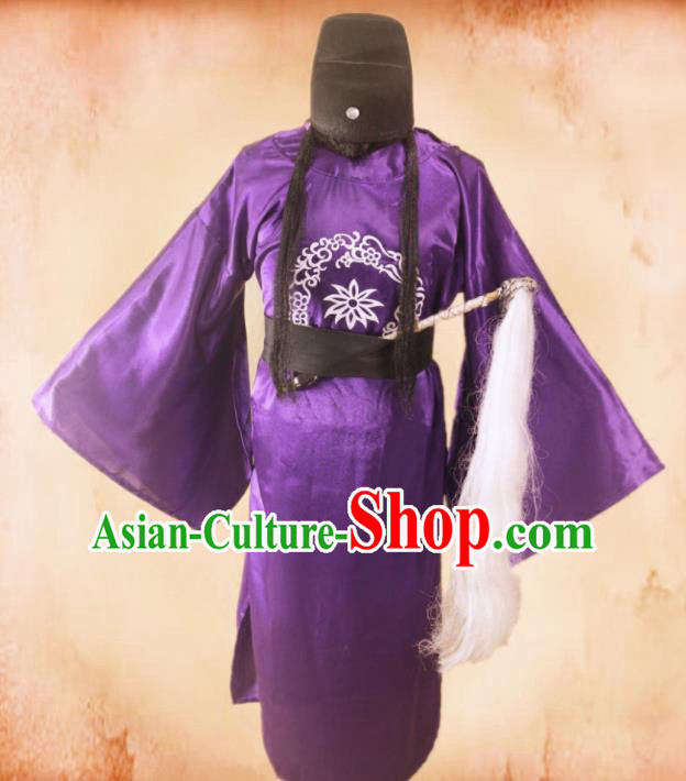 Chinese Traditional Ancient Minister Costume Ming Dynasty Eunuch Purple Clothing for Men