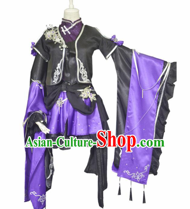 Traditional Chinese Cosplay Swordswoman Hanfu Dress Ancient Female Knight Costume for Women