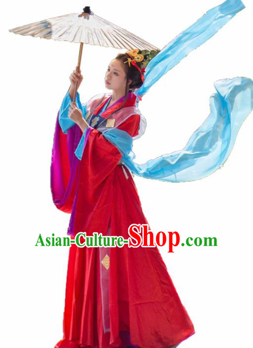 Traditional Chinese Cosplay Imperial Consort Red Hanfu Dress Ancient Peri Princess Costume for Women