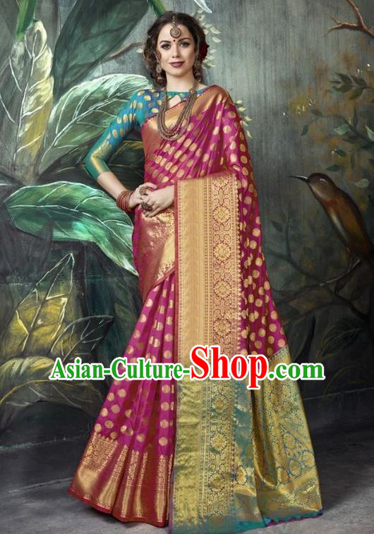 Asian India Purple Sari Dress Indian Traditional Court Costume Bollywood Queen Clothing for Women