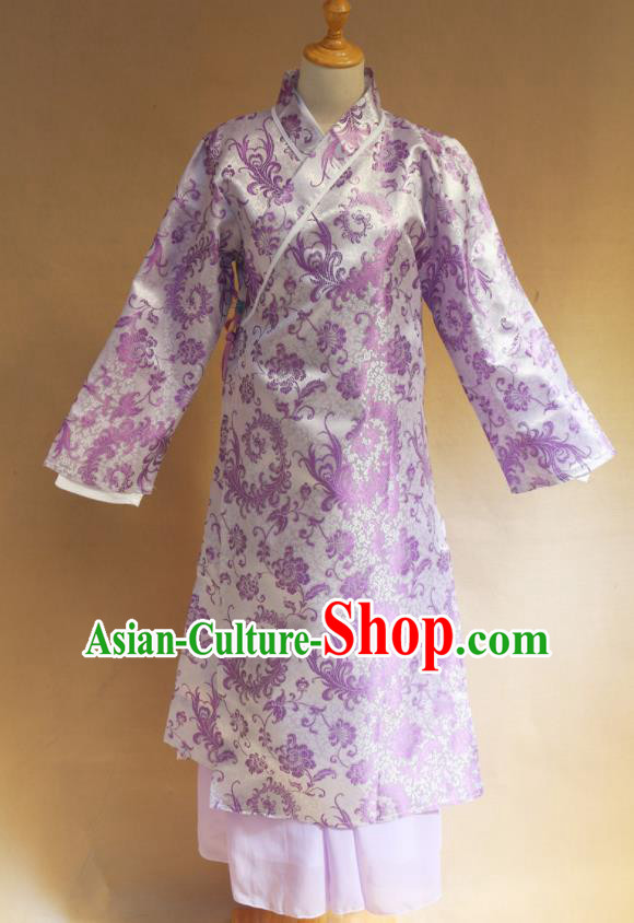 Traditional Chinese Ming Dynasty Young Lady Purple Hanfu Dress Ancient Maidservants Costume for Women