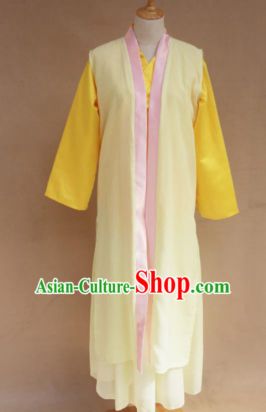 Traditional Chinese Ming Dynasty Young Lady Yellow Hanfu Dress Ancient Maidservants Costume for Women