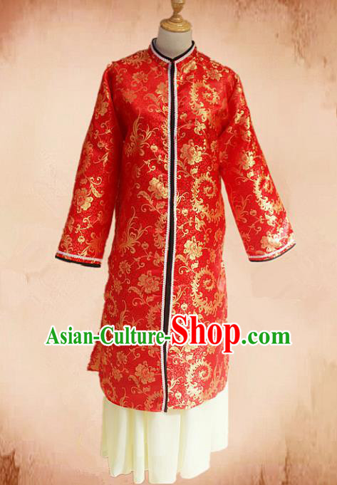 Traditional Chinese Ming Dynasty Young Mistress Red Hanfu Dress Ancient Maidservants Costume for Women