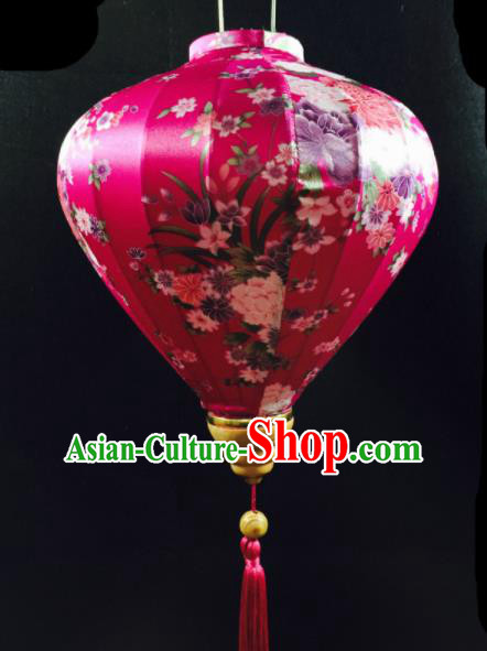 Chinese Traditional New Year Lantern Handmade Printing Rosy Lanterns Ceiling Lamp