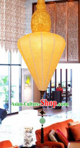 Chinese Traditional New Year Lantern Handmade Yellow Lanterns Ceiling Lamp