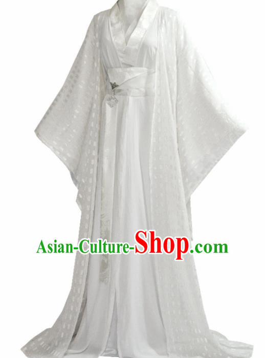 Traditional Chinese Han Dynasty Princess White Hanfu Dress Ancient Court Lady Costume for Women